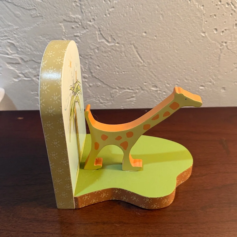 John Lennon Blue. Orange and Yellow Elephant and Giraffe Bookends.
